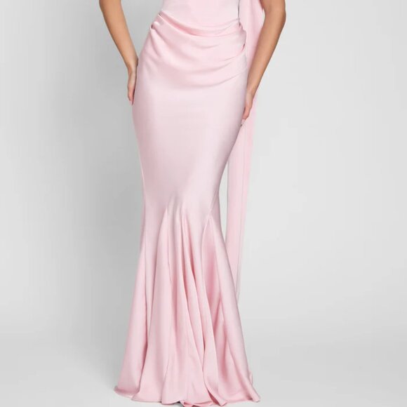 Celine Corset Drape Satin Gown - Pink - Picture 2 of 10